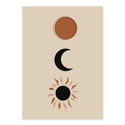 Sun And Moon Modern Abstract Minimalist Wall Art Pictures For Bedroom Living Room Decor