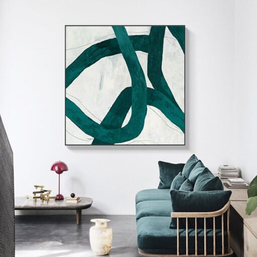 Thick Green Line Brush Abstract Wall Art Fine Art Canvas Prints For Modern Home Decor