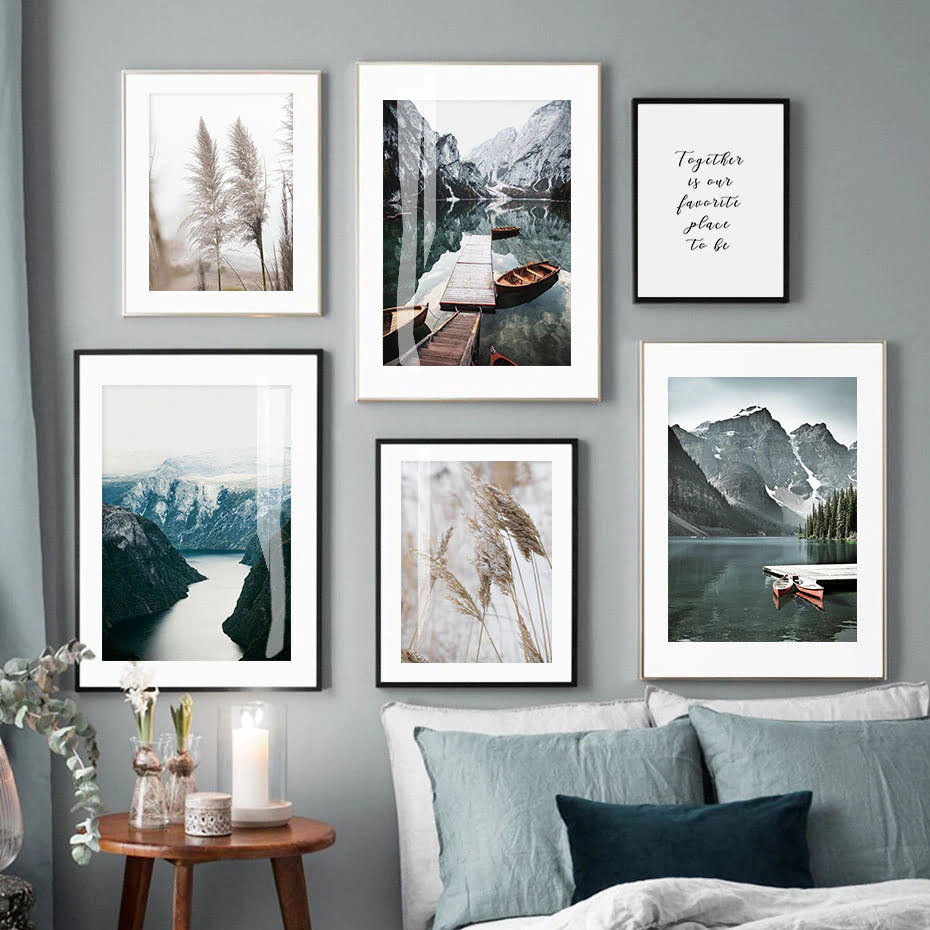 Tranquil Mountain Lake Landscape Wall Art Modern Pictures Of Calm For Home Office Decor