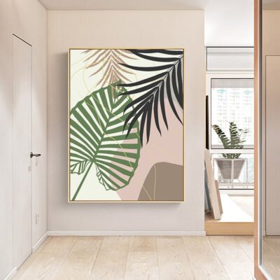 Tropical Bohemian Summer Wall Art Neutral Colors Modern Botanical Pictures For Living Room