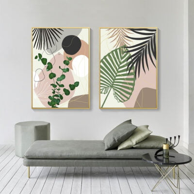 Tropical Bohemian Summer Wall Art Neutral Colors Modern Botanical Pictures For Living Room