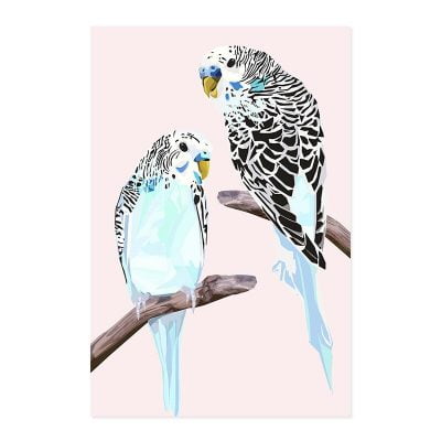 Two Cute Parrots In The Tree Birds Wall Art Pictures For Living Room Bedroom Art Decor