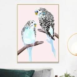 Two Cute Parrots In The Tree Birds Wall Art Pictures For Living Room Bedroom Art Decor