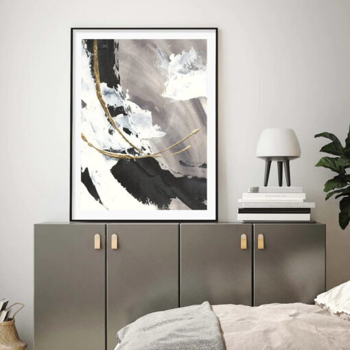 Vintage Golden Oil Gray Beige Abstract Wall Art Picture For Modern Home Interior Decor