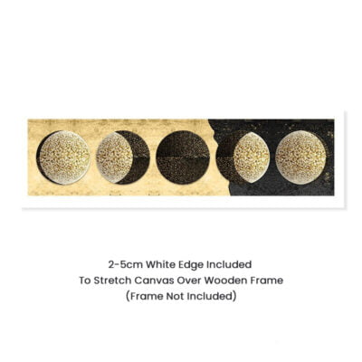 Wide Format Black Golden Moon Phases Wall Art Bedroom Pictures For Above The Bed