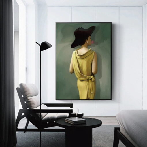 Yellow Dress Fashion Portrait Wall Art Pictures For Living Room Bedroom Art Decor