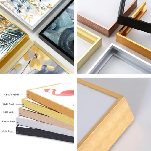 DIY Metallic Picture Frame For Canvas Prints Black Silver White Thin Bezel Gold Picture Frame Kit 2023