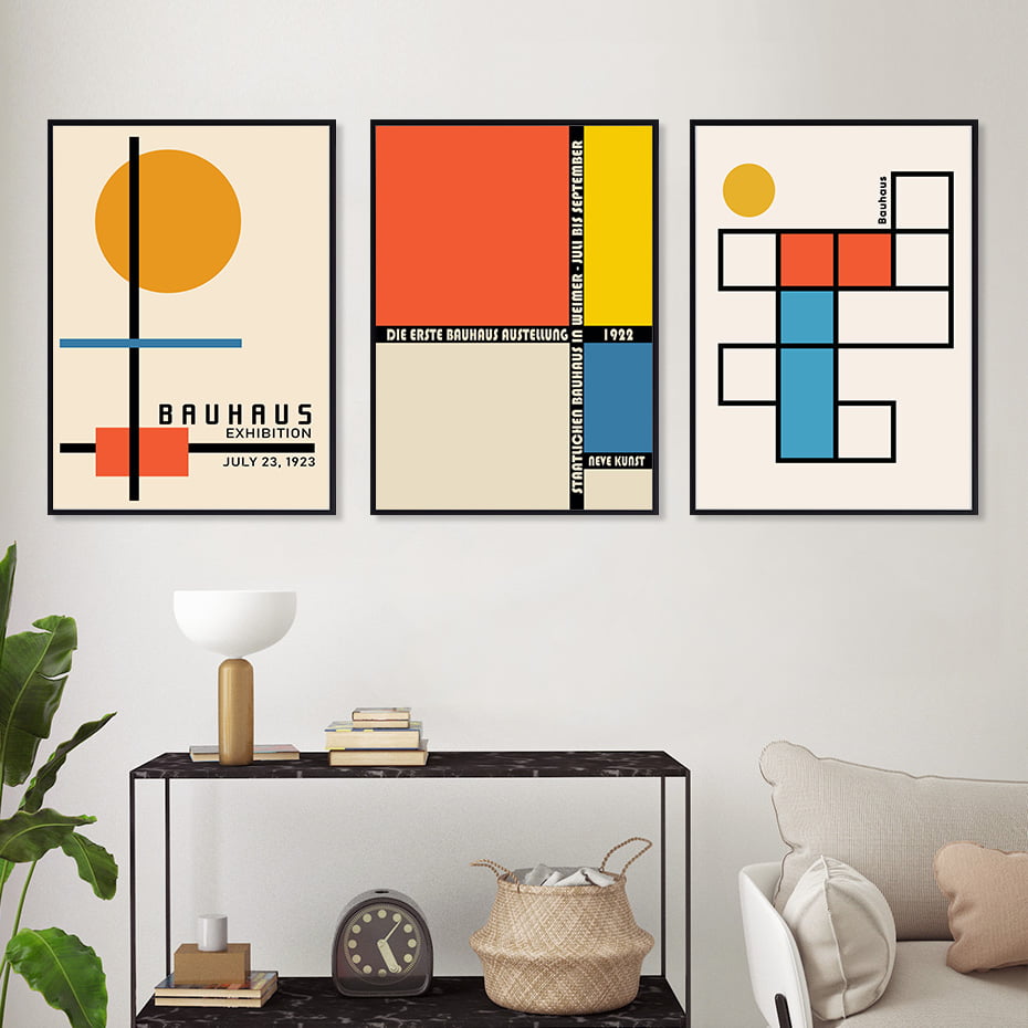 Contemporary Vintage Abstract Bauhaus Exhibition Wall Art Posters Pictures For Home Office