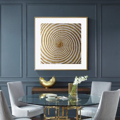 Modern Abstract Golden Geometric Line Art Wall Art Square Format Pictures For Home Office