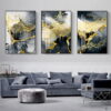 Abstract Black Golden Liquid Landscape Wall Art Modern Pictures For Luxury Living Room