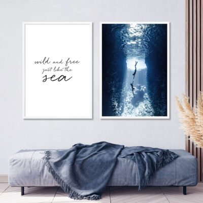 Blue Ocean Sea Themed Gallery Wall Art Decor Lifestyle Pictures For Home Office Decor