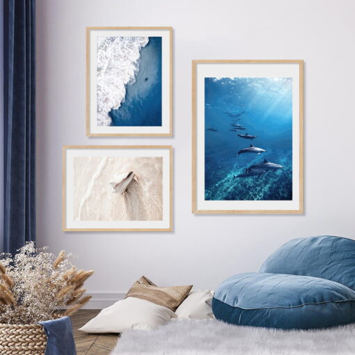 Blue Ocean Sea Themed Gallery Wall Art Decor Lifestyle Pictures For Home Office Decor