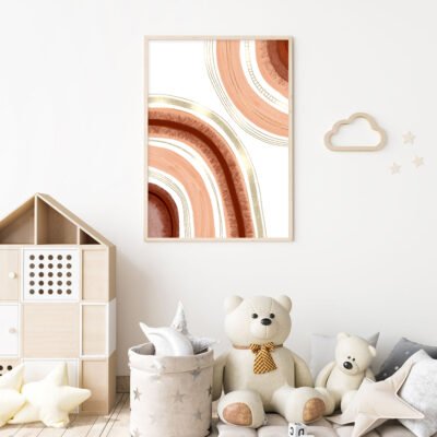 Bohemian Rainbows Stylish Abstract Wall Art Pictures For Nursery Room Kid's Room Decor