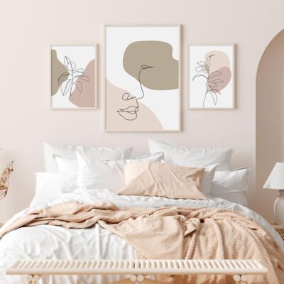 Bohemian Woman Line Art Gallery Wall Art Modern Abstract Pictures For Bedroom Wall Decor