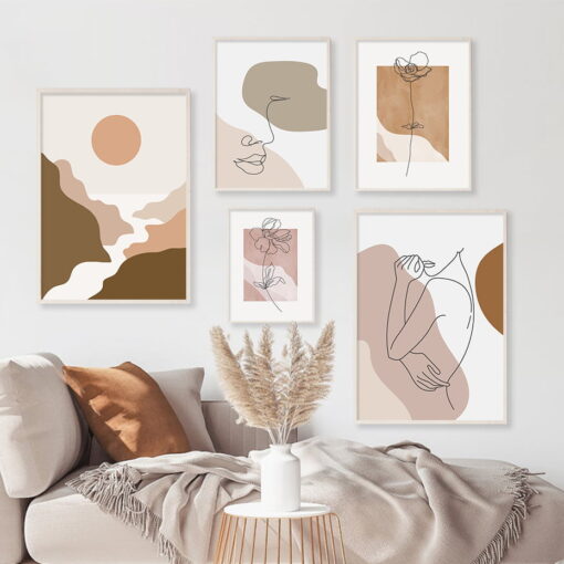 Bohemian Woman Line Art Gallery Wall Art Modern Abstract Pictures For Bedroom Wall Decor