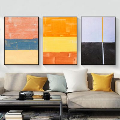 Bold Abstract Color Block Wall Art Fine Art Canvas Prints Summer Colors Pictures For Living Room