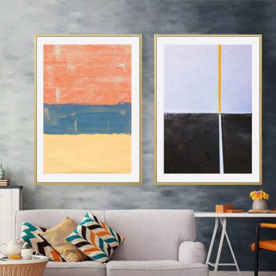 Bold Abstract Color Block Wall Art Fine Art Canvas Prints Summer Colors Pictures For Living Room