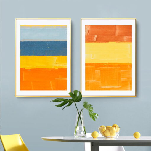 Bold Abstract Color Block Wall Art Fine Art Canvas Prints Summer Colors Pictures For Living Room