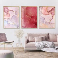 Chic Abstract Pink Marble Print Wall Art Modern Pictures For Living Room Bedroom Art Decor
