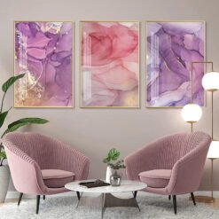 Chic Abstract Pink Marble Print Wall Art Modern Pictures For Living Room Bedroom Art Decor