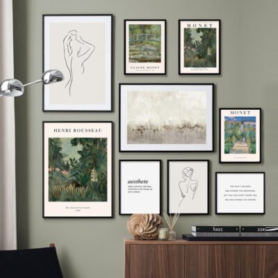Classical Vintage Landscape Line Art Figure Art Gallery Wall Pictures For Living Room Decor