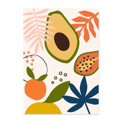 Colorful Abstract Tropical Fruits Wall Art Modern Pictures For Kitchen Cafe Dining Room Decor