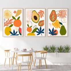 Colorful Abstract Tropical Fruits Wall Art Modern Pictures For Kitchen Cafe Dining Room Decor