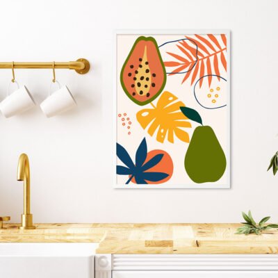 Colorful Abstract Tropical Fruits Wall Art Modern Pictures For Kitchen Cafe Dining Room Decor