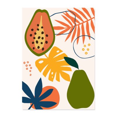 Colorful Abstract Tropical Fruits Wall Art Modern Pictures For Kitchen Cafe Dining Room Decor