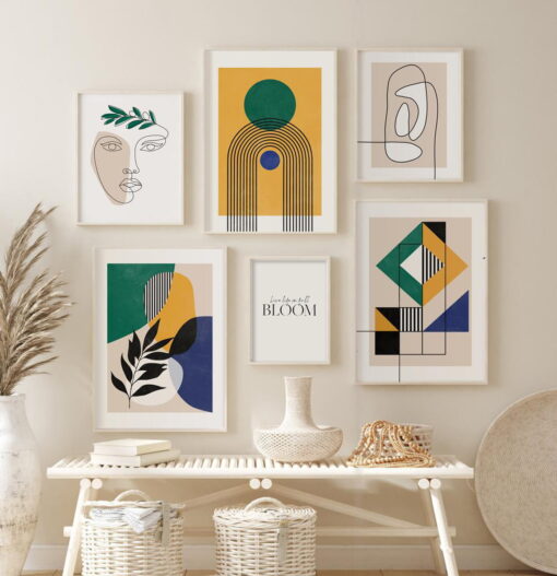 Colorful Geometric Abstract Compositions Wall Art Pictures For Modern Living Room Decor