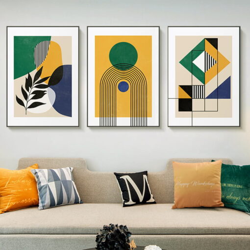 Colorful Geometric Abstract Compositions Wall Art Pictures For Modern Living Room Decor