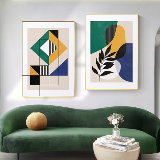 Colorful Geometric Abstract Compositions Wall Art Pictures For Modern Living Room Decor