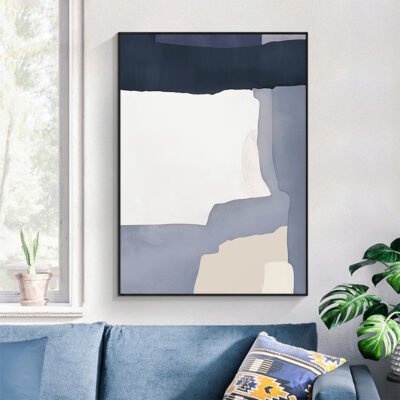 Contemporary Abstract Blue Gray Wall Art Fine Art Canvas Prints For Modern Living Room