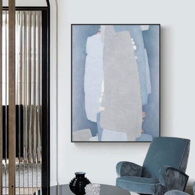 Contemporary Abstract Blue Gray Wall Art Fine Art Canvas Prints For Modern Living Room