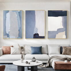 Contemporary Abstract Blue Gray Wall Art Fine Art Canvas Prints For Modern Living Room