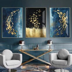 Lucky Golden Fish In The Blue Sea Auspicious Pictures For Luxury Living Room Decor