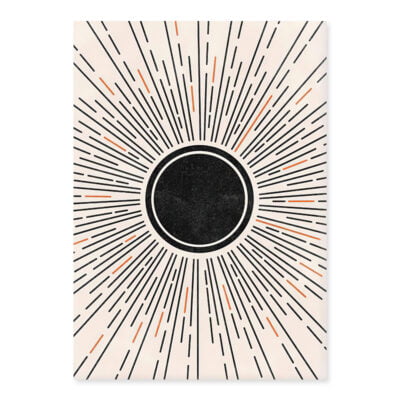 Mid Century Retro Abstract Moon & Sun Landscape Pictures For Modern Living Room Decor