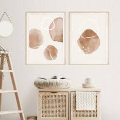 Minimalist Bohemian Floral Abstract Wall Decor Neutral Beige Pictures For Living Room