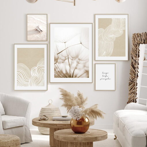 Minimalist Nature Abstract Seaside Botanical Wall Art Gallery Wall Pictures For Living Room