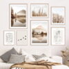 Misty Mountain Floral Scenery Minimalist Lifestyle Gallery Wall Pictures For Living Room