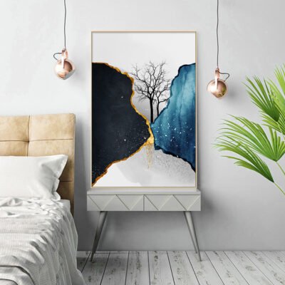 Modern Abstract Black Gray Blue Nordic Geomorphic Wall Art Pictures For Living Room