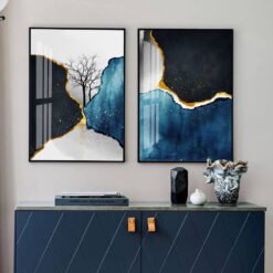 Modern Abstract Black Gray Blue Nordic Geomorphic Wall Art Pictures For Living Room