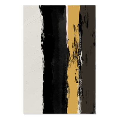 Modern Abstract Black Gray Yellow Thick Oil Brush Fine Art Canvas Prints For Home Office Decor