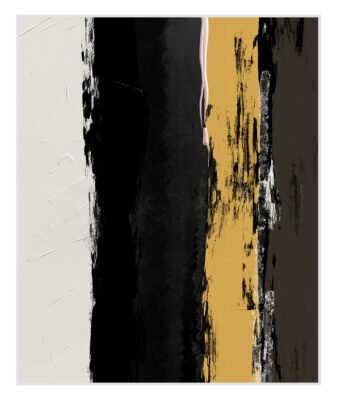 Modern Abstract Black Gray Yellow Thick Oil Brush Fine Art Canvas Prints For Home Office Decor