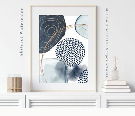 Modern Abstract Blue Nordic Watercolor Wall Art Fine Art Canvas Prints For Living Room