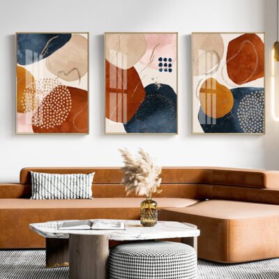 Modern Abstract Blue Nordic Watercolor Wall Art Fine Art Canvas Prints For Living Room