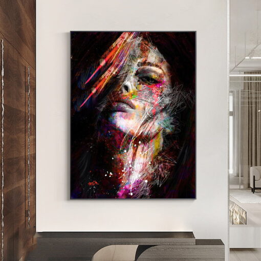 Modern Abstract Color Splash Portrait Wall Art Fine Art Canvas Prints For Living Room