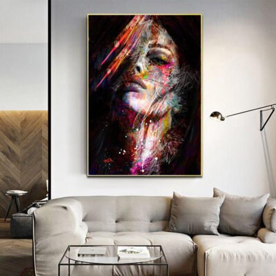 Modern Abstract Color Splash Portrait Wall Art Fine Art Canvas Prints For Living Room