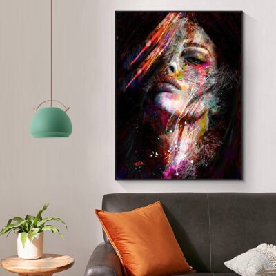 Modern Abstract Color Splash Portrait Wall Art Fine Art Canvas Prints For Living Room