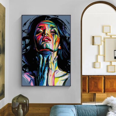 Modern Abstract Color Splash Portrait Wall Art Fine Art Canvas Prints For Living Room